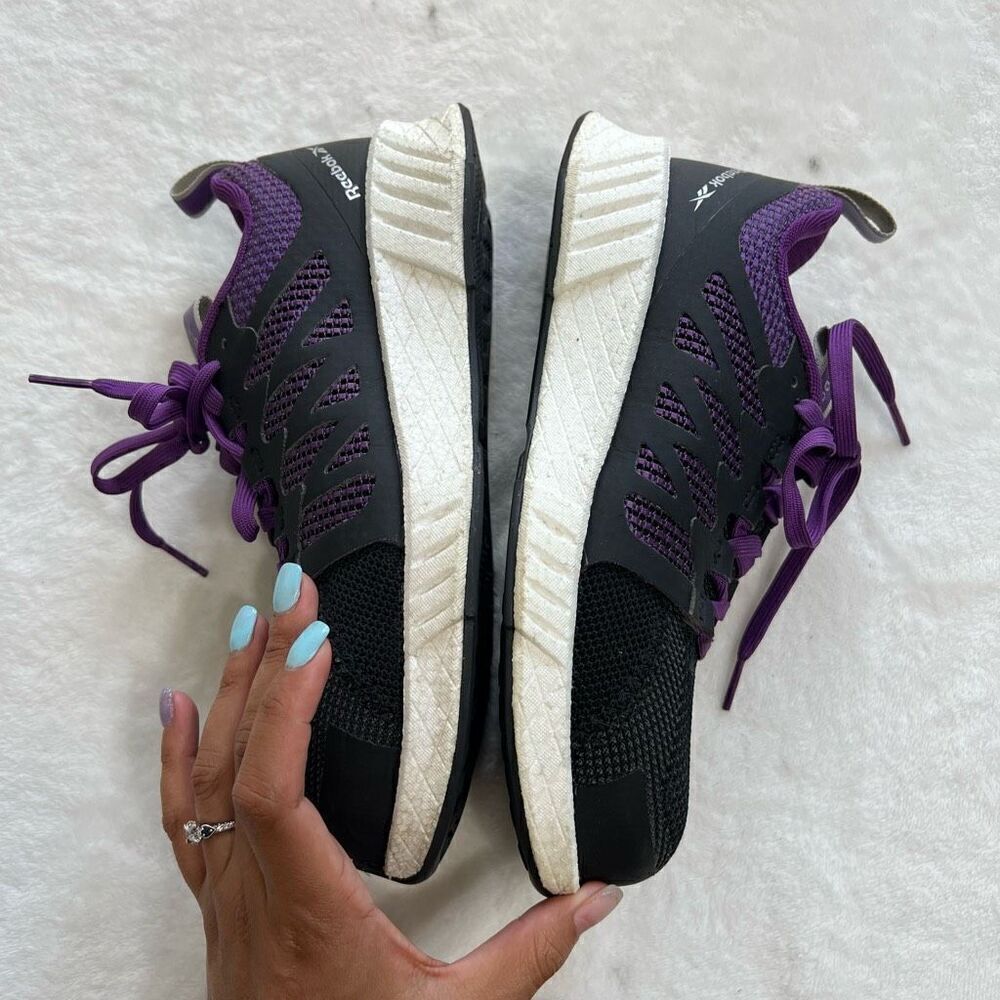 Reebok Black Purple Fusion Flexweave Work Sneakers 6 Women - Picture 7 of 9